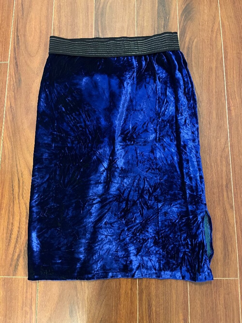 Handmade Crushed Royal Blue Velvet Skirt